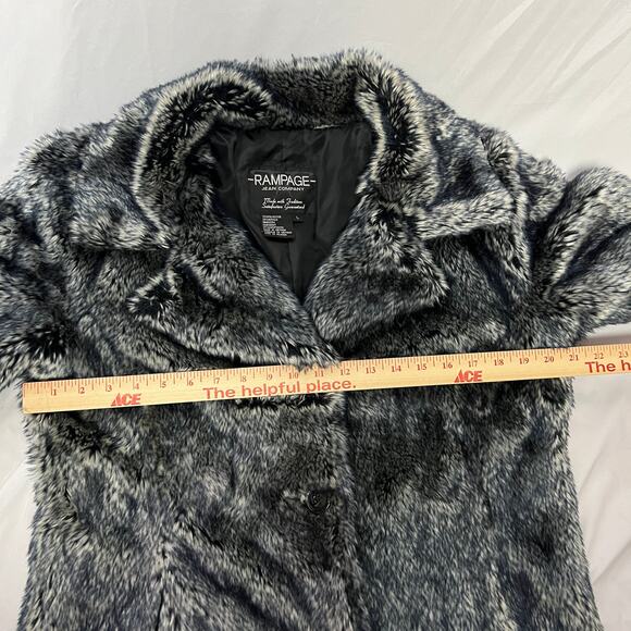 Mobwife Rampage Faux Fur Coat Y2K 90s Glam Quiet Luxury L Women Blue Gray Black - Picture 12 of 13
